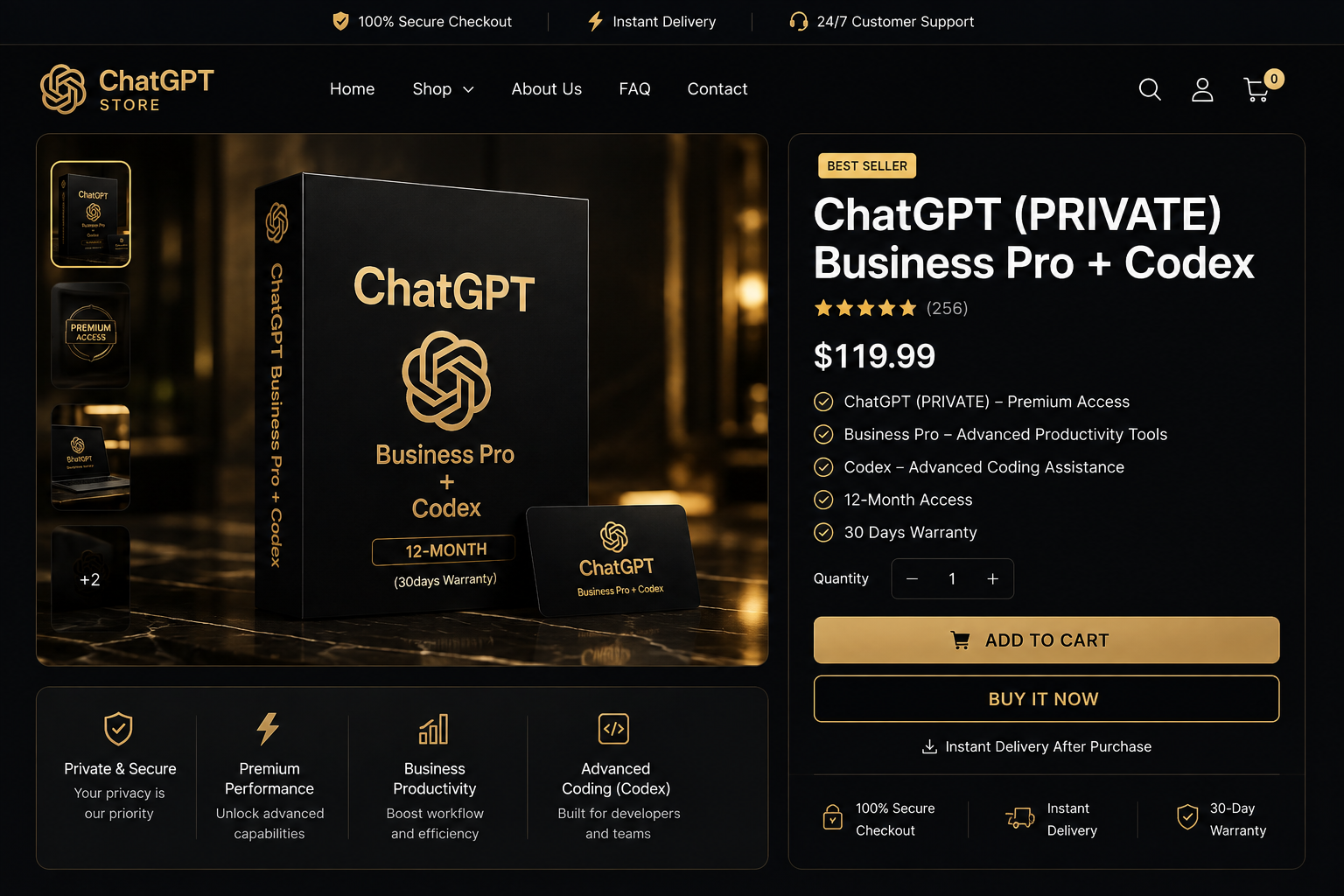 ChatGPT (PRIVATE) Business Pro + Codex 12-Month (30days Warranty)