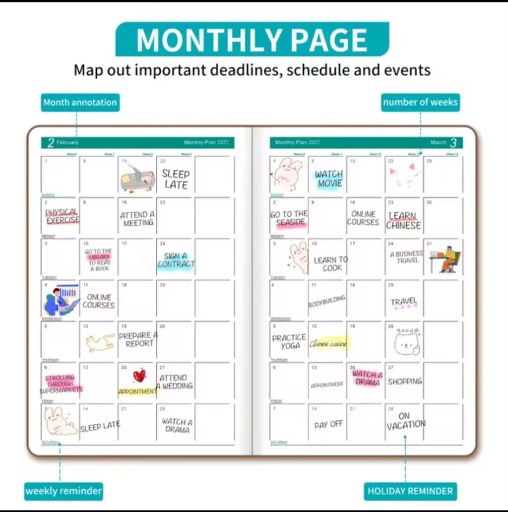 2027 Daily Planner Calendar Diary – 320 Pages
