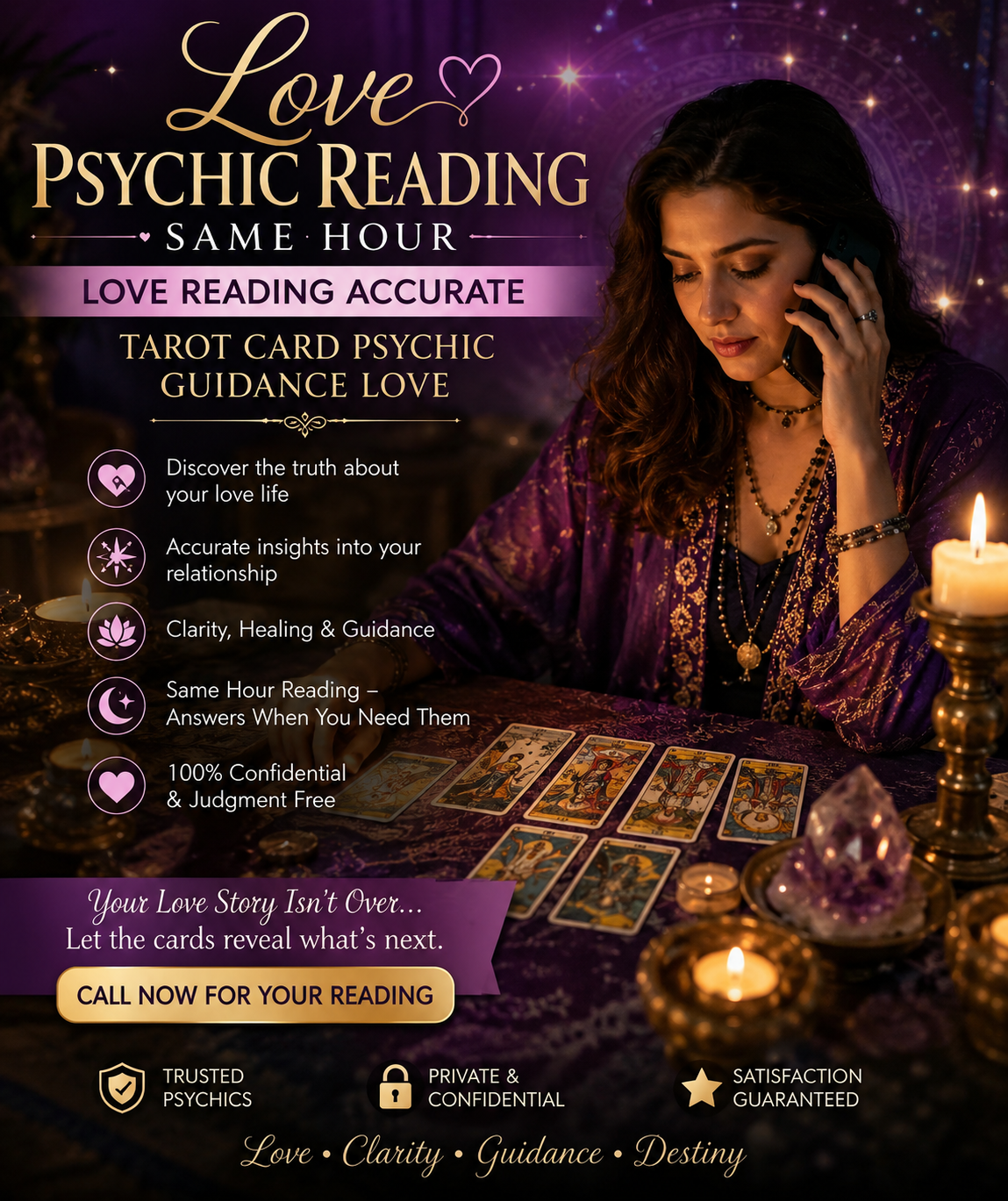 Love Psychic Reading Same Hour, Love Reading Accurate, Tarot Card Psychic Guidance Love, Relationship Tarot Reading